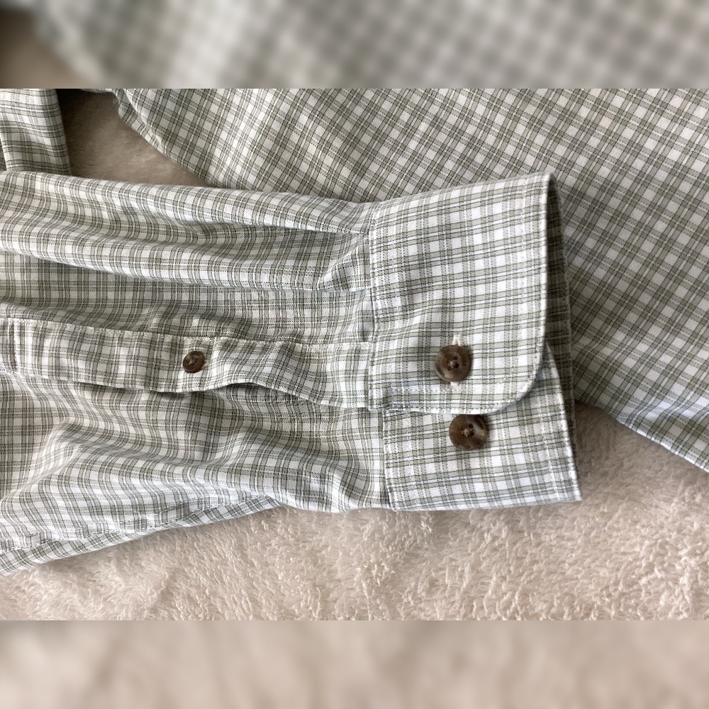 RedHead Wrinkle-Free Easy-Care Button-Down Long-Sleeve Shirt 3XL | Green + White - Picture 4 of 10